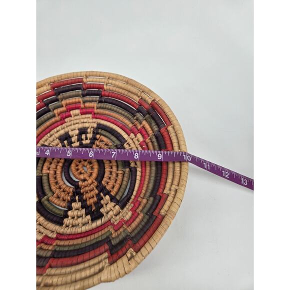 Handmade Coiled Woven African Boho Southwest Primitive Bowl Basket 10" Butterfly - Picture 3 of 5